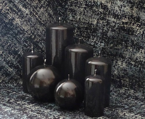 Black gloss decorative - black, candle