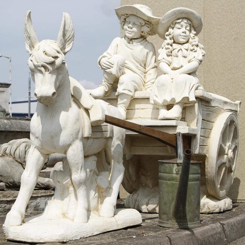 White stone cast donkey and - white,
