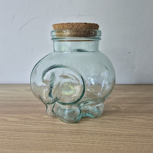 Glass elephant storage jar - elephant,