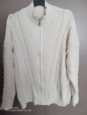 Ladies Zip Front Cream Arran Cardigan Size XL 46" Chest New