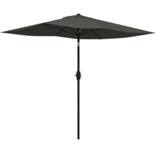 Outsunny 2 x 3(m) Garden Parasol Rectangular Market Umbrella w/ Crank Dark Grey