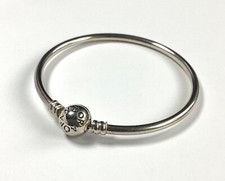 Pandora Silver Ball Clasp Bangle 5.5 cms Diameter VGC Charm s925 ALE