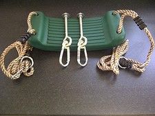 GREEN GARDEN PLASTIC SWING SEAT WITH ROPES+2 SWING HOOKS M12 'THROUGH' -NEW