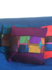 Colourful Square Cushion Cover Thai  Silk 40cm Fair Trade Patchwork Zip Closure