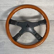 Mitsubishi 380mm Black Leather / Wood Rim Italvolanti Steering Wheel Classic Car