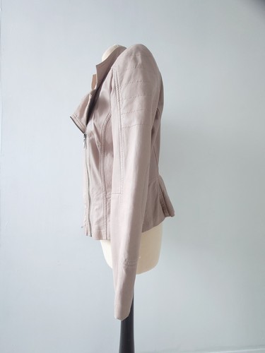 Cream soft leather biker - soft,