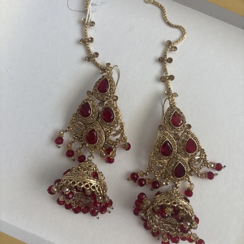 Indian gold and maroon jhumka - indian,
