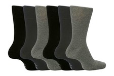 6 Pairs Mens BIGFOOT Sockshop Gentle Grip Socks Size 12-14 Uk, 46-50 Uk, Plain