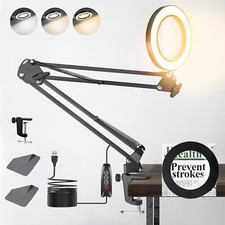 LED Magnifier Foldable Glass With Magnifying Beauty Desk Lamp Light Stand Clamp