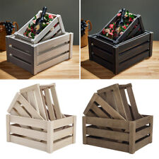 Wooden Crate Box Christmas Gift Hamper Slatted Storage Basket Fruit Veg Craft