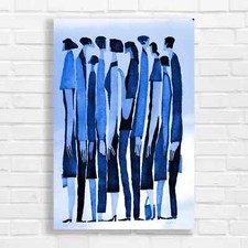 Abstract Silhouette People Blue Canvas Print Large Picture Wall Art