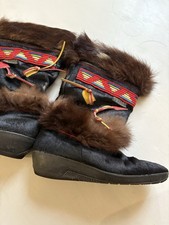 Tecnica Vintage Italian Goat Fur Boots Black