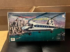 Vintage  TINPLATE FRICTION Pan American SKYWAY Twin Blade HELICOPTER BOXED