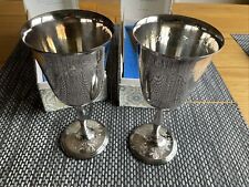 CAVALIER PAIR OF Silver Plated Reproduction Georgian Goblets,  Vintage 6.3/4” H