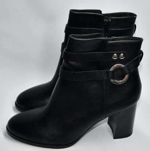 Black leather heeled ankle - h&m,