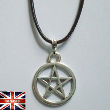 Pentagram Rope Necklace Tibetan Silver Pendant Charm Leather Cord Punk Free Bag