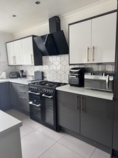 Howdens Graphite and White Kitchen with Integrated Dishwasher