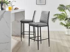 **Seconds** Set of 2 Milan Soft Velvet Bar Stools With Black Metal Legs