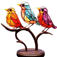 Stained Glass Birds On Branch