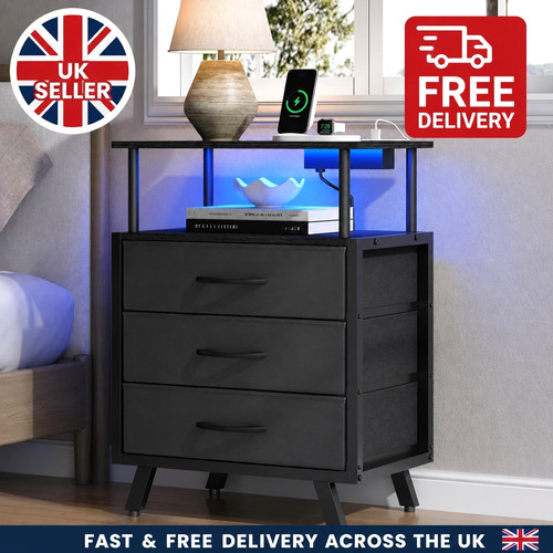 Led bedside table drawers - led, 3