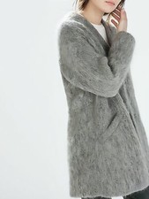 Zara Structured Collarless Wool Alpaca Jacket in Gray Size S