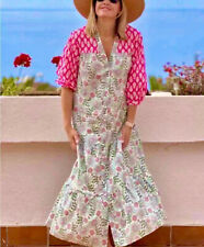 ZARA White Pink Green Floral Midi Summer Kaftan Dress size XL 16 18 3198/241