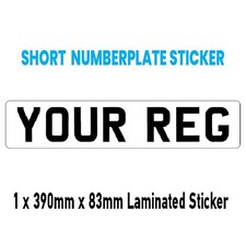390mm x 83mm Front White Number Plate Show Car Sticker