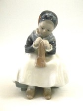 ROYAL COPENHAGEN FIGURINE OF GIRL KNITTING ITEM NO 1314 REF 60/8