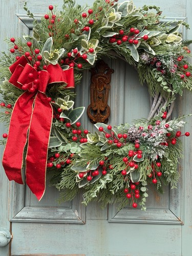 Large christmas vintage wreath - christmas,