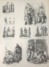 Antique Costume Print c1860 – Medieval Trades Edward I–III Richard II Engraving