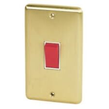 Volex 45A DP Switch White Ins Brushed Brass Round Edge cooker switch