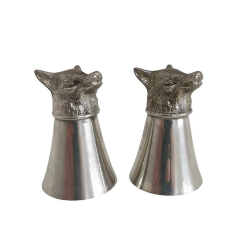 Vintage pewter fox head - fox,