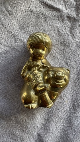 Vintage brass solid girl - brass,