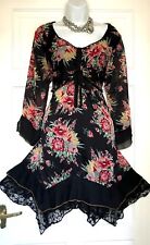 SACRED SPIRIT FLORAL PRINT HANDKERCHIEF HEM PARTY DRESS SIZE 18