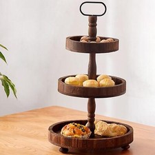 Wooden Cake Stand 3 Tier Pastry Holder Tableware Dessert Display Stand Candy