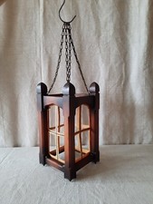 Vintage Hallway porch Wooden Light Fitting ceiling wood original chain retro old