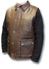 VINTAGE LEATHER JERKIN MK2, WWII STYLE LEATHER JERKIN WITH POCKETS [72230]