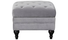 Habitat Chesterfield Velvet Storage Footstool - Light Grey