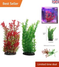 Realistic Aquarium Artificial Plants - 2 Pack, 9.8in Tall Non-Toxic Plastic F...