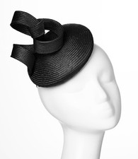 Whiteley Black Button Fascinator with Loops BNWT £130 - Wedding Races Ascot