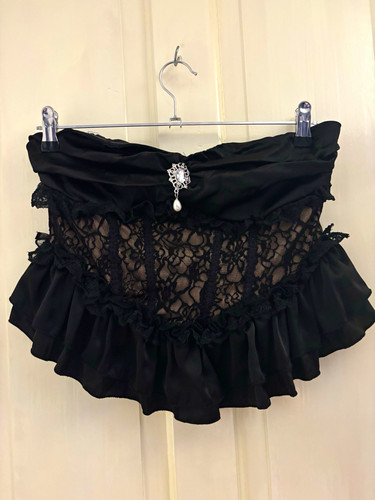 Black floral lace top with - top,