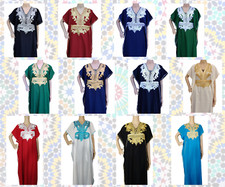 Moroccan Kaftan Cotton Blend Dress Casual Women Full Length House Dress One Size