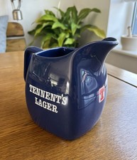 Tennent's Lager bar Water Jug Blue ceramic 