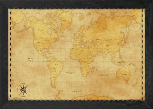 Old world map - map, framed