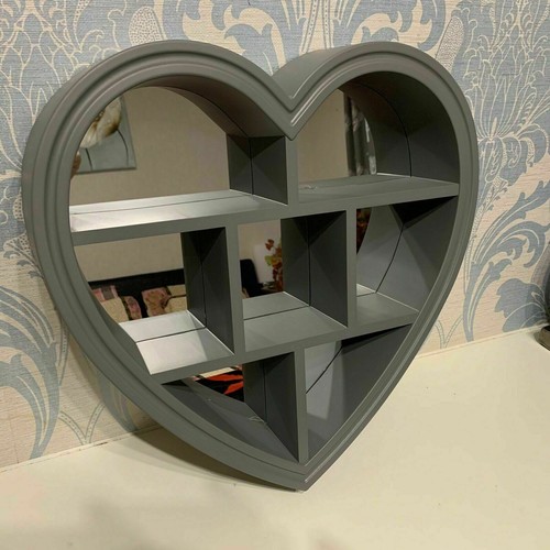 Grey heart mirror shelf - shelf, 6