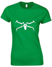 X WING LADIES T SHIRT DARKSIDE ROGUE FORCE REBEL TIE FIGHTER SCI-FI PILOT FALCON