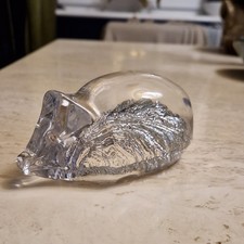 A RARE VINTAGE DAUM FRANCE ART GLASS HEDGEHOG SIGNED FIGURAL PAPERWEIGHT