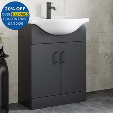 650mm Freestanding Vanity Unit with Basin Bathroom Sink Cabinet Matt Black