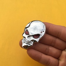 3D Silver Metal Skull Bone Car