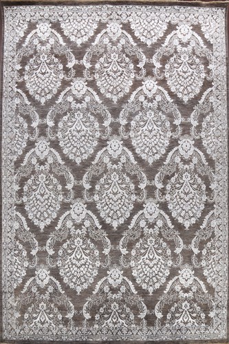 Wool silk brown floral - wool/,